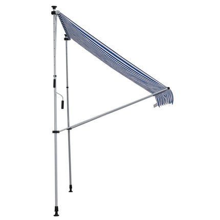 Adjustable folding arm awning, 200x150 cm, Blue/White