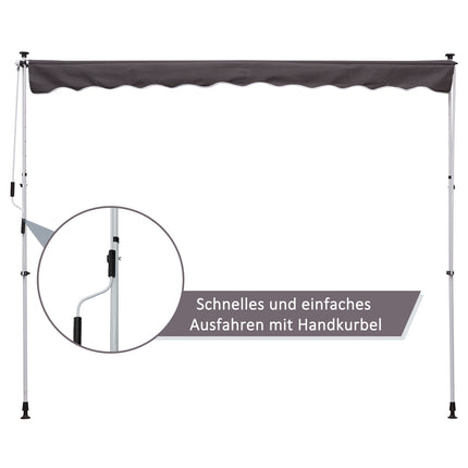 Folding arm awning, Height adjustable, Grey, 200x150 cm