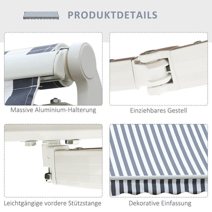 Balcony folding awning, Grey/White, 2.95 x 2.45 M