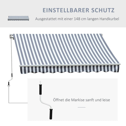 Balcony folding awning, Grey/White, 2.95 x 2.45 M