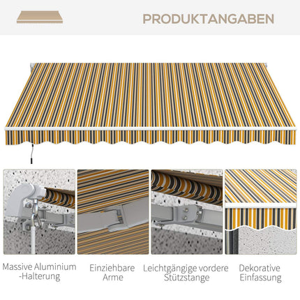 Outdoor folding awning, Sun protection, 3.5x2.5m, Yellow/Grey
