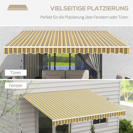Outdoor folding awning, Sun protection, 3.5x2.5m, Yellow/Grey