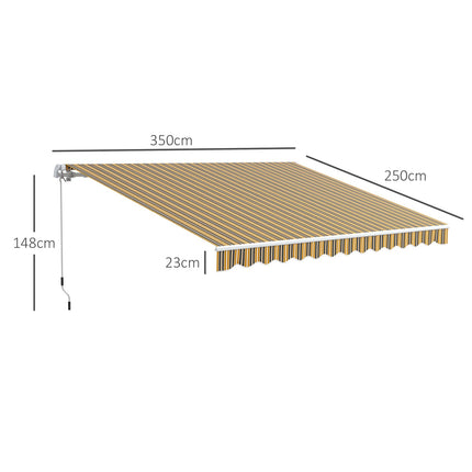 Outdoor folding awning, Sun protection, 3.5x2.5m, Yellow/Grey