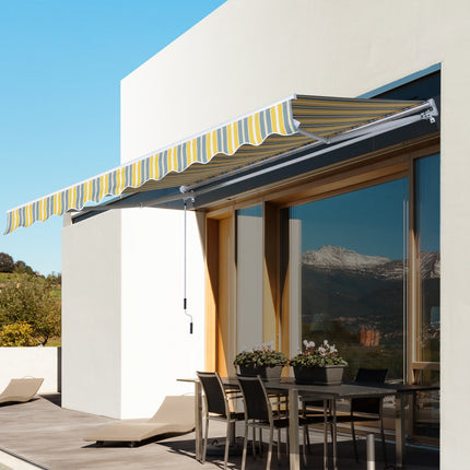 Balcony Folding awning, Hand crank, 3x2.5m, Yellow/Grey