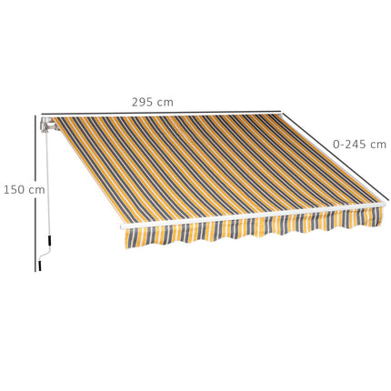 Balcony Folding awning, Hand crank, 3x2.5m, Yellow/Grey