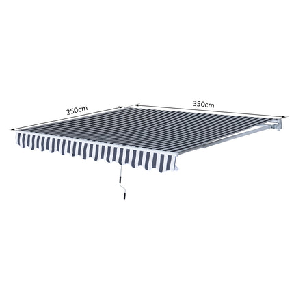 Folding awning, sun protection, grey/white, 3.5 x 2.5 M