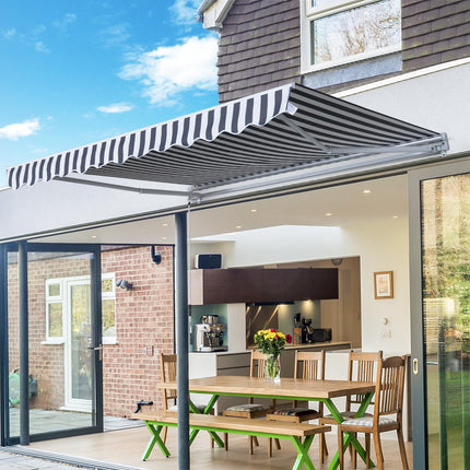 Folding awning, sun protection, grey/white, 3.5 x 2.5 M