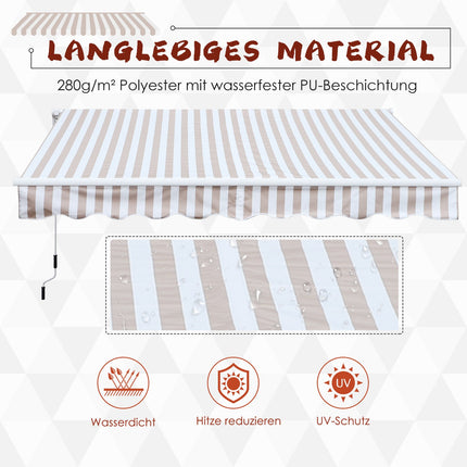 Retractable awning with hand crank, 3x2.5m, sun protection