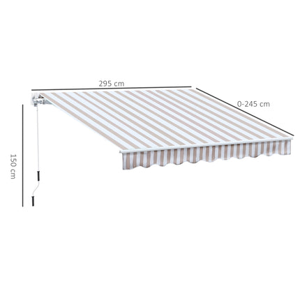 Retractable awning with hand crank, 3x2.5m, sun protection