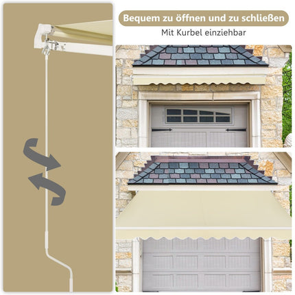 Awning with crank retractable awning aluminum patio sun protection 3 x 2.5 m beige