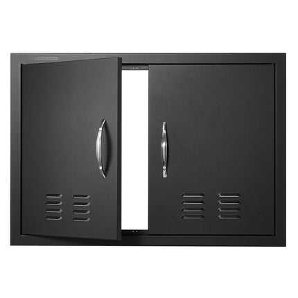 BBQ Access Door, Double 30x21 in, Vented, Matte Black
