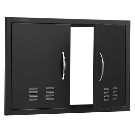 BBQ Access Door, Double 30x21 in, Vented, Matte Black