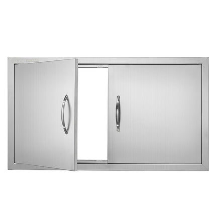 BBQ Access Door, Double 34x19 In Stainless Flush Mount