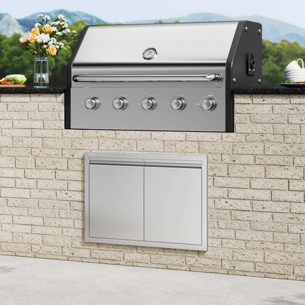BBQ Access Door, Double Stainless Flush Mount, 30x21 In