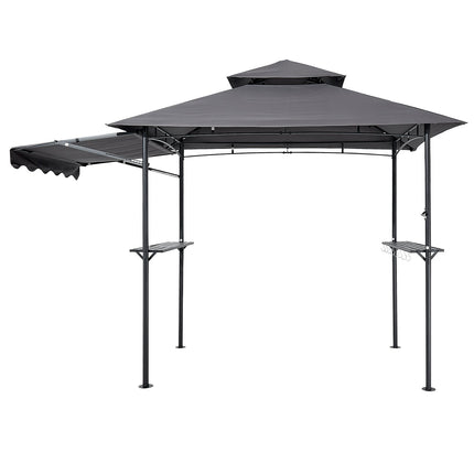 BBQ Grill Gazebo 8 x 5 Ft, Double-Tier Roof, Shelves