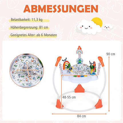 Baby Activity Center with 6 Toys, Music, Lights, Orange