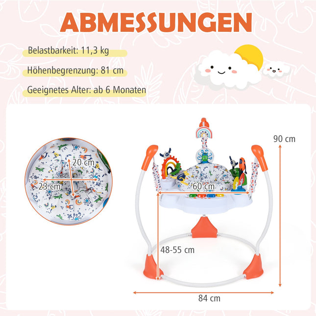 Baby Activity Center with 6 Toys, Music, Lights, Orange