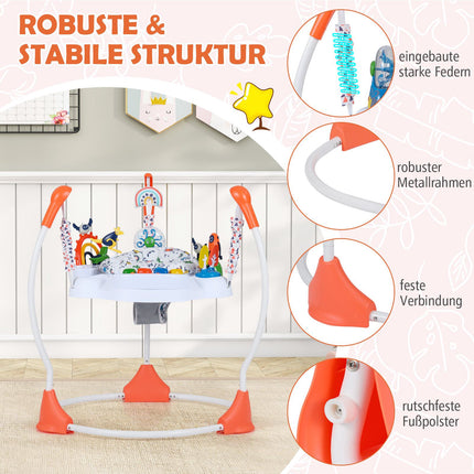 Baby Activity Center with 6 Toys, Music, Lights, Orange