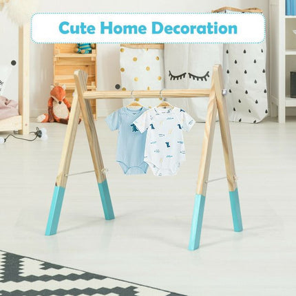 Baby Activity Gym, Wooden Foldable Frame, 3 Hanging Toys – Blue