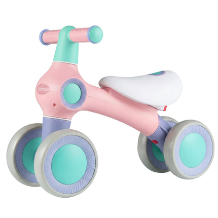 Baby Balance Bike, Adjustable Seat, 4 Silent Wheels, Pink