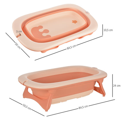 Ergonomic foldable baby bathtub, pink plastic, 84.5 cm