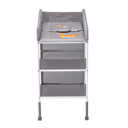 Baby Changing Table, Adjustable Height, 3 Drawers, Gray