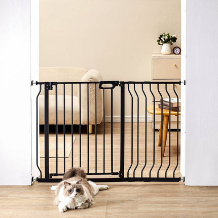 Baby Gate, 29.5–48.4 in, Auto Close Walk-Thru, Black