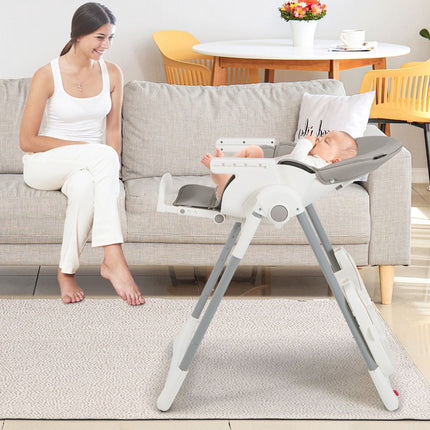 Baby High Chair, 4-in-1 Foldable, 7-Height, Double Tray