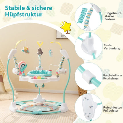 Baby Jumper with Adjustable Heights & Toys, Blue