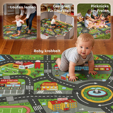 Baby Play Mat, Non-Slip, 200x150 cm, City Design