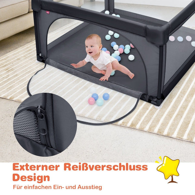 Baby Playpen 120x120 cm with 50 Balls, Breathable Mesh