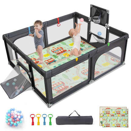 Baby Playpen 188 x 157 cm, Mat, Hoop, 50 Balls