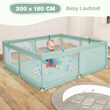 Baby Playpen 200x180 cm with Balls, Handles & Door