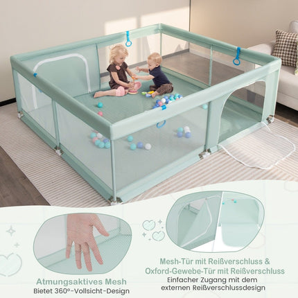 Baby Playpen 200x180 cm with Balls, Handles & Door