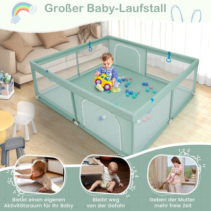 Baby Playpen 200x180 cm with Balls, Handles & Door