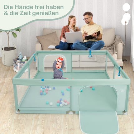 Baby Playpen 200x180 cm with Balls, Handles & Door