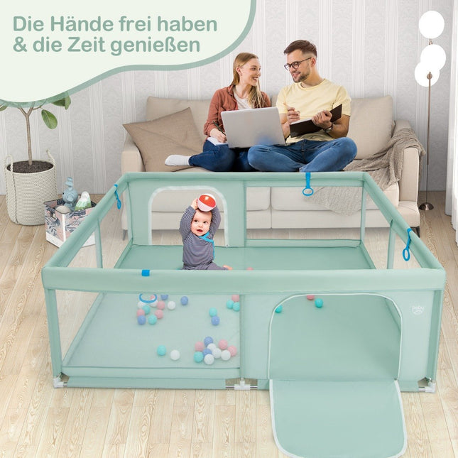 Baby Playpen 200x180 cm with Balls, Handles & Door