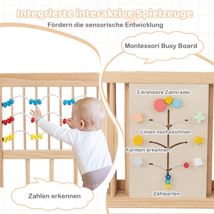 Baby Playpen, Pine Wood, 8 Panels, 160 x 160 cm, Foldable