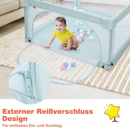 Baby Playpen Portable Playpen with Safety Gates 120 x 120 x 68 cm Blue