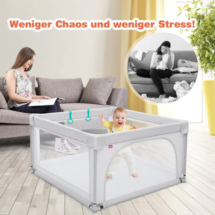 Baby Playpen Portable Playpen with Safety Gates 120 x 120 x 68 cm Gray