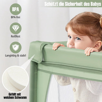 Baby Playpen with 50 Balls & 2 Doors, Breathable Mesh, 205x147 cm