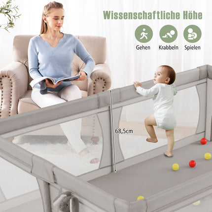 Baby Playpen with 50 Balls, 2 Doors, Breathable Mesh, 205x147 cm