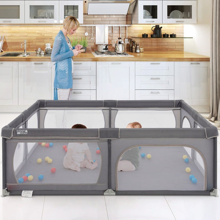 Baby Playpen with 50 Balls, 2 Doors, Breathable Mesh