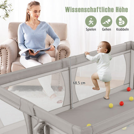 Baby Playpen with 50 Balls & 2 Doors & Breathable Net & Zipper Grey
