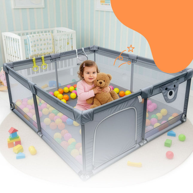 Baby Playpen with 50 Balls and Basketball Hoop