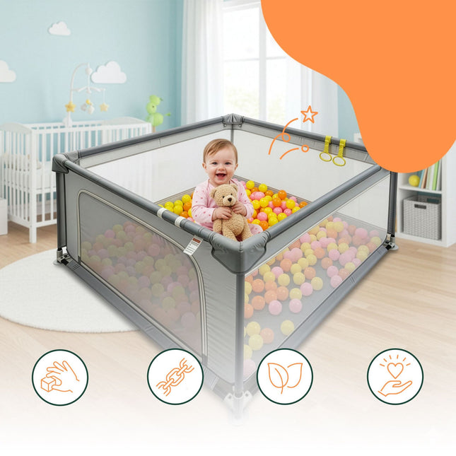 Baby Playpen with 50 Balls and Basketball Hoop