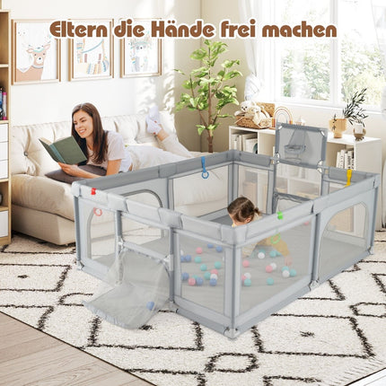 Baby Playpen with Basketball Hoop & Soccer Goal, 188x157 cm