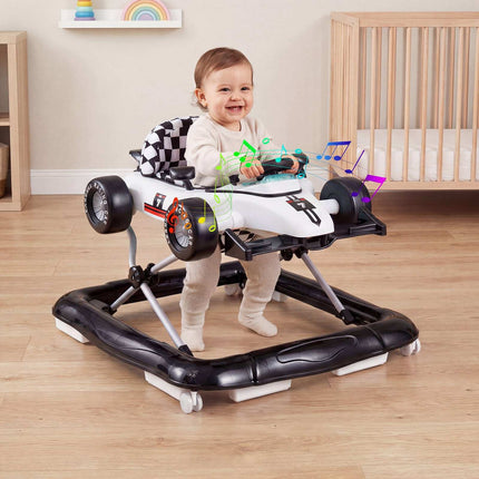Baby Push Walker 4-in-1 Activity Center with Music Box, White, Height Adjustable