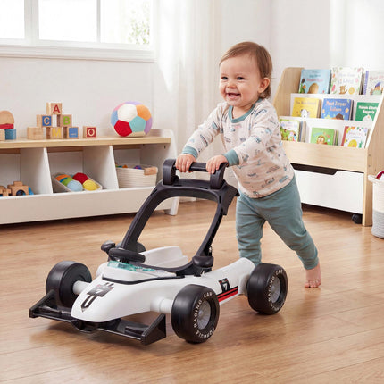 Baby Push Walker 4-in-1 Activity Center with Music Box, White, Height Adjustable