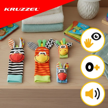 Baby Rattle Set, 4-Piece Hand Bands & Socks